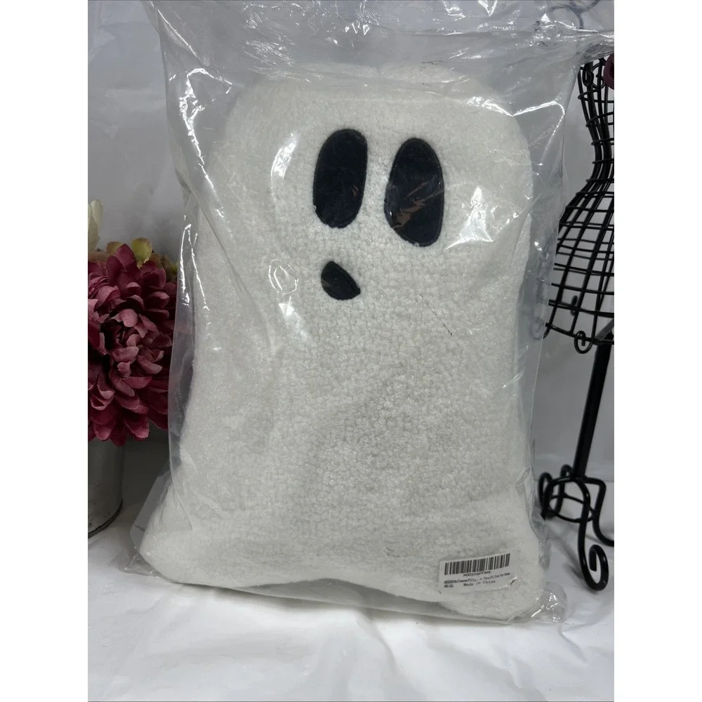 Ghost‎ Shaped Stuffed Plush Pillow Sherpy the Ghost Off White Sherpa 16